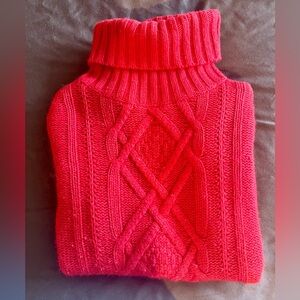 J crew red Cambridge cabled  turtleneck sweater , very soft size S small